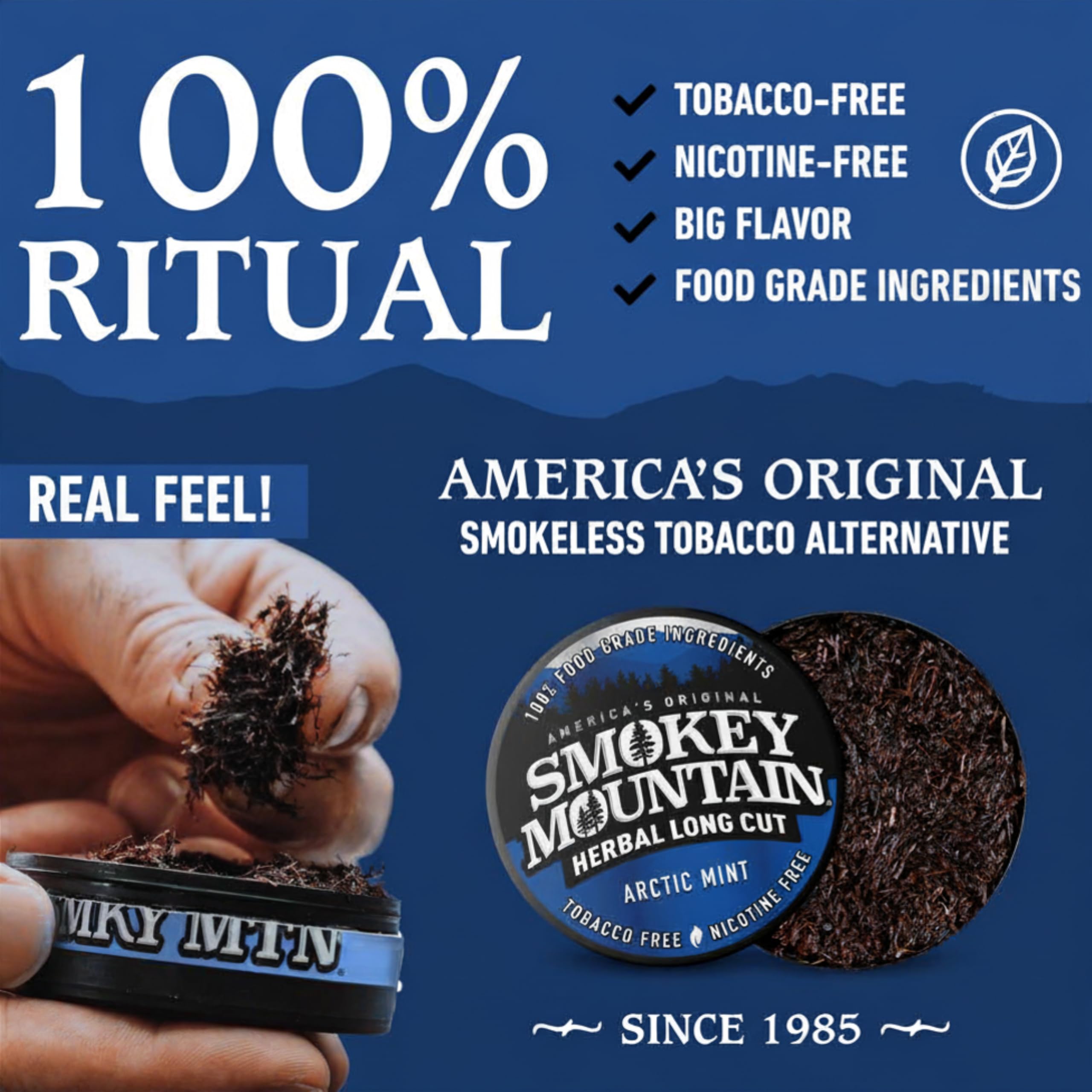 Amazon.com: SMOKEY MOUNTAIN Herbal Long Cut – Artic Mint – 1 Can